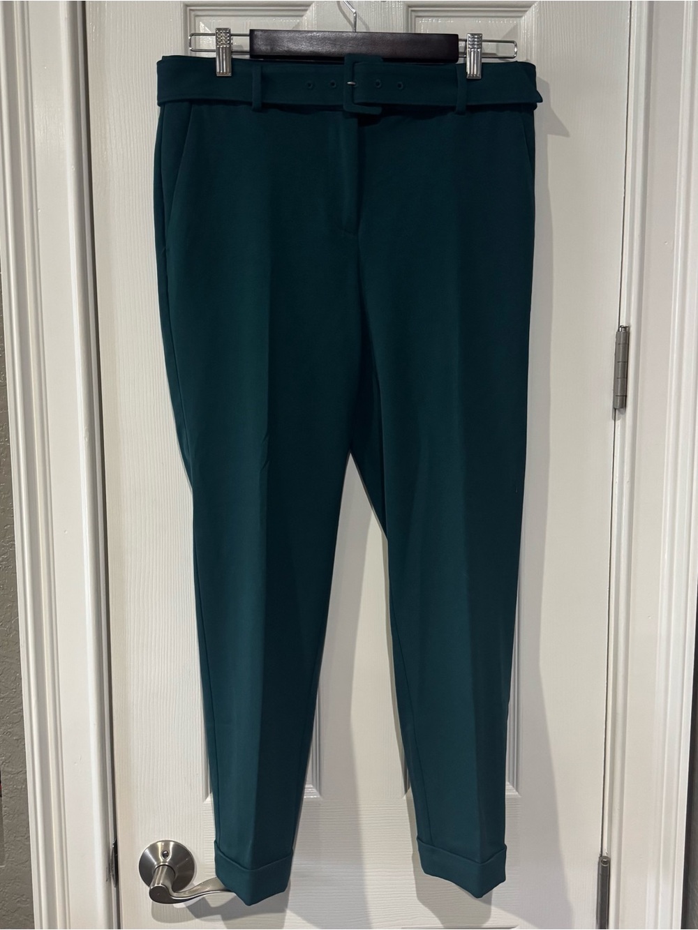 LOFT Teal Green Tapered Belted Pants
